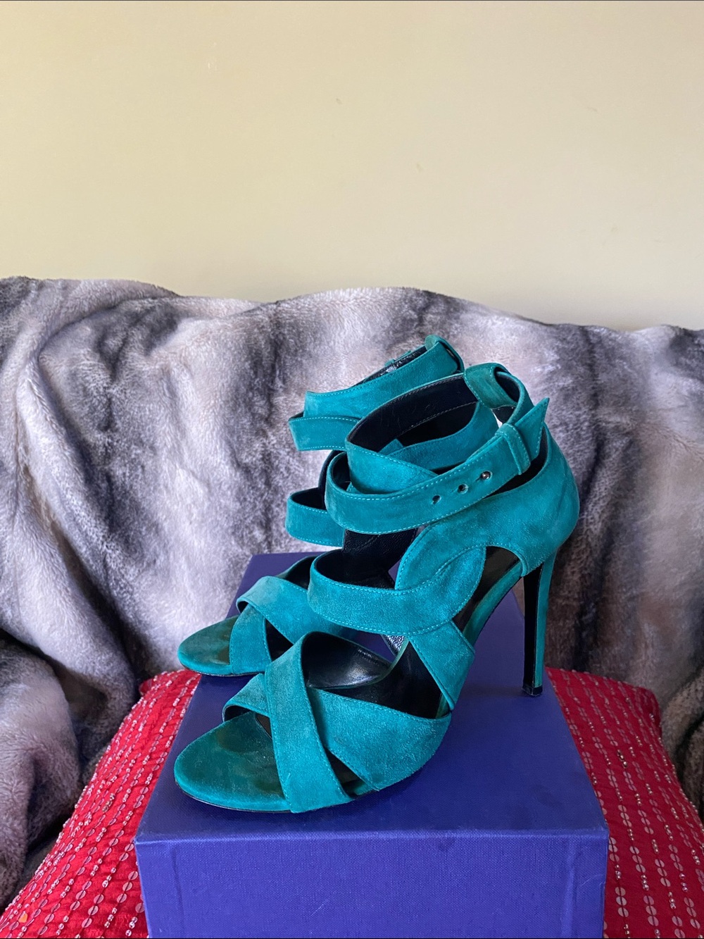 Barbara Bui Made In Italy 🇮🇹 Green Sexy Suede Strappy Sandals